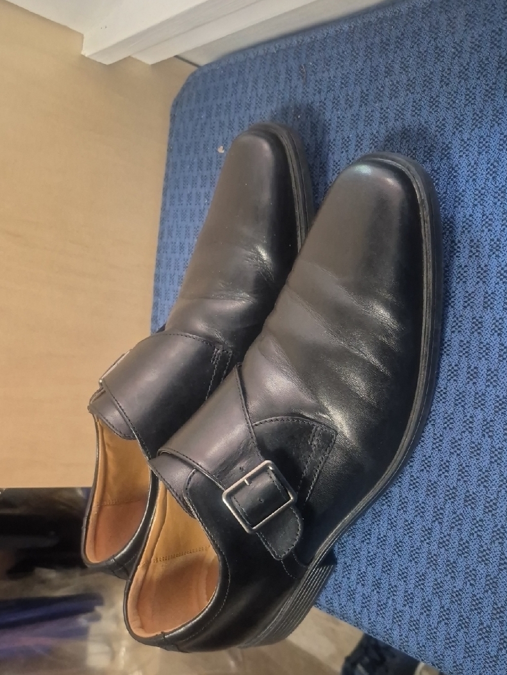 Men's Black Leather Single-Buckle Monk Strap Oxfords